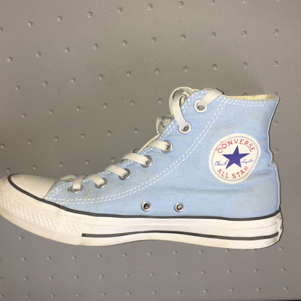 Light blue high top converse